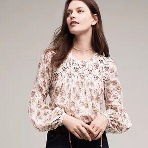 Anthropologie Floreat Sala Beaded Peasant Top - size 8 US